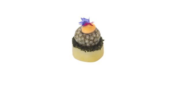 Amandine au caviar végétal, pièce cocktail végane traiteur